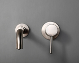 Velmor Wall Basin Mixer – Brushed Stainless Bathroom Faucet | Solid Brass Dual-Hole Sink Tap