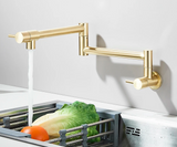 AurumFlex Wall Kitchen Tap – Brushed Gold Swivel Faucet | Premium Space-Saving Cold Water Mixer