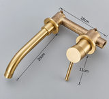 Auricelle Wall Basin Mixer Tap – Brushed Gold Concealed Bathroom Faucet | 360° Swivel Spout & Modern Brass Design