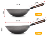 EmberCraft Carbon Iron Wok – Hand-Forged Stir-Fry Pan with Wooden Handle | Traditional Asian Cookware