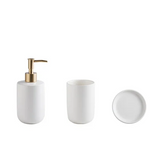 Nordelle Ceramic Bathroom Accessory Set – 4-Piece Scandinavian Vanity Collection | Minimalist Soap & Toothbrush Organiser