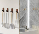 Eloria NordicWood Self-Adhesive Walnut Wall Hooks – Scandinavian Minimalist Coat & Towel Hooks (2 or 5 Piece Set) | Drill-Free Wooden Storage Solution