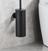 NoirEdge Wall-Mounted Toilet Brush Set – Matte Black Stainless Steel Cleaner Holder | Modern Hygienic Bathroom Accessory