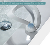 CascadePure Basin Mixer – White Waterfall Bathroom Faucet | Modern Hot & Cold Sink Tap