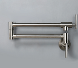 PivotPro Wall-Mount Pot Filler Faucet – Folding Brass Kitchen Faucet | Extendable Swing Arm | Brushed Chrome Cold Water Kitchen Tap