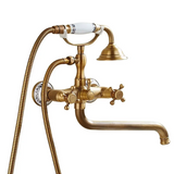 HeritageRain Retro Shower System – Antique Brass Wall-Mounted Mixer Set | Classic Handheld Shower & Extended Spout