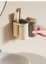 PureNest AquaDock Toothbrush Holder Set – Wall-Mounted Toothbrush & Cup Organiser with No-Drill Installation