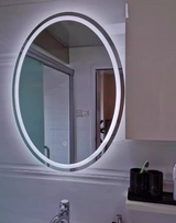 Velmira Halo LED Bathroom Mirror – Frameless Oval Vanity Mirror | Anti-Fog, Touch Dimming & Magnifying Detail View