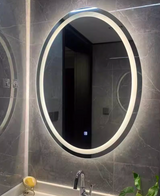 Velmira Halo LED Bathroom Mirror – Frameless Oval Vanity Mirror | Anti-Fog, Touch Dimming & Magnifying Detail View