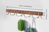 Novalith SARIHOSY Black Wooden Wall Hook Rack – 5-Hook Modern Coat & Towel Organiser | Wall-Mounted Storage for Bathroom, Kitchen & Hallway