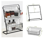 UrbanNest 2-Tier Storage Basket – Metal Fruit & Countertop Organiser | Removable Multi-Purpose Rack