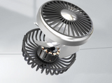 RoadBreeze Duo Twin-Head Car Fan – 3-Speed Adjustable Air Circulator | USB-C Powered | Integrated LED Lighting