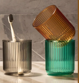 VivaLume Bathroom Tumbler Cup – Modern Anti-Tip Toothbrush Holder | Colourful Bathroom Accessory