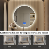 HaloTherm Illuminated Round Bathroom Mirror – Anti-Fog LED Vanity Mirror with Temperature Display & Adjustable Lighting