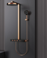 Aurelius ThermoSpa Shower System – Concealed Rainfall Thermostatic Shower Set | Luxury Gold Bathroom Upgrade