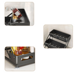 ElevaRack Foldable Spice Organiser – 3-Tier Metal Kitchen Storage Shelf | Matte Black Countertop Rack