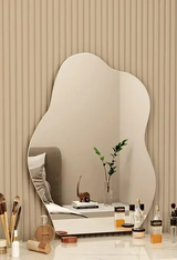 ElaraGlow Organic LED Vanity Mirror – Scandinavian Irregular Wall Mirror with Ambient Lighting for Bathroom & Living Spaces