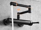 ObsidianFlow Wall Kitchen Tap – Matte Black Brass Mixer Faucet | 360° Rotating Modern Sink Tap