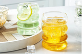 Heritage Ribbed Glass Tumbler Set – 4 Vintage-Style Drinking Glasses with Straws | Clear Textured Glassware | Party Drinkware Set