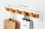 Novalith SARIHOSY Black Wooden Wall Hook Rack – 5-Hook Modern Coat & Towel Organiser | Wall-Mounted Storage for Bathroom, Kitchen & Hallway