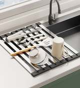 SlideDry Expandable Sink Rack – Foldable 304 Stainless Steel Over-Sink Dish Drainer | Space-Saving Kitchen Organiser