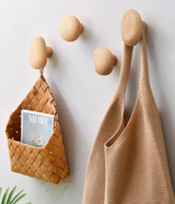 Scandinavian Pebble Wood Hooks – Minimalist No-Drill Coat & Door Hangers | Modern Home Organisation