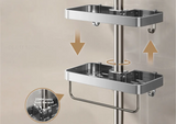 AeroMount Shower Storage Shelf – Drill-Free Aluminium Bathroom Organiser | Double Layer Caddy with Towel Rail