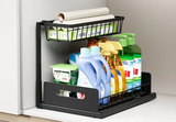 Auralith AquaStor Double-Layer Sink Organiser – Extendable Under-Sink Storage Rack | Reinforced Pull-Out Kitchen Cabinet System