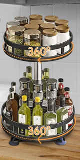 SpinVault Rotating Spice Organiser – 360° Kitchen Storage Carousel | Non-Slip Countertop Rack