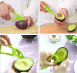 GreenSplit 3-in-1 Avocado Tool – Slice, Pit & Scoop Kitchen Gadget | Safe Fruit Prep Cutter