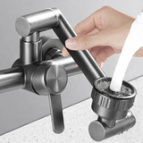 HydroFlex Pro Wall Mixer – 4-Mode Stainless Steel Kitchen Faucet | 360° Swivel Hot & Cold Tap