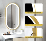 Aurelia Glow Oval LED Mirror – Gold Framed Anti-Fog Bathroom Mirror | Dimmable Luxury Vanity Lighting