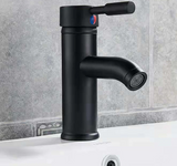 Obsidian Flow Basin Mixer – Matte Black Stainless Steel Bathroom Faucet | Modern Single Lever Sink Tap