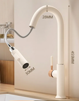 IvoryFlow Pull-Down Kitchen Mixer Tap – Cream Stainless Steel Faucet | 360° Swivel Hot & Cold Sink Sprayer