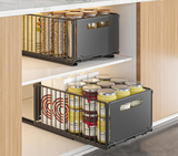 GlideStore Pull-Out Cabinet Organisers – Sliding Metal Kitchen Storage Drawers | Space-Saving Pantry & Spice Rack Set