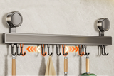 Novalith ChefSpace No-Drill Kitchen Hook Rail – Premium Space Aluminium Wall-Mounted Utensil Organiser | Rust-Resistant Hanging Storage System