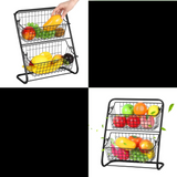 UrbanNest 2-Tier Storage Basket – Metal Fruit & Countertop Organiser | Removable Multi-Purpose Rack
