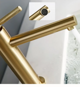 GoldKnurl One Luxe 360 – Brushed Gold Swivel Bathroom Faucet