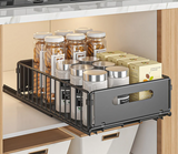 GlideStore Pull-Out Cabinet Organisers – Sliding Metal Kitchen Storage Drawers | Space-Saving Pantry & Spice Rack Set