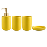 Nordelle Ceramic Bathroom Accessory Set – 4-Piece Scandinavian Vanity Collection | Minimalist Soap & Toothbrush Organiser