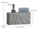 Velora Stone Soap Station – 2-in-1 Soap Dispenser & Sponge Holder for Kitchen & Bathroom Sinks