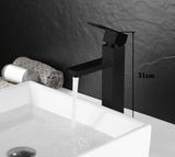 NoirEdge Basin Mixer Tap – Matte Black Bathroom Faucet | Contemporary Single Lever Hot & Cold Sink Mixer