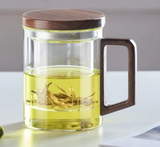 BrewLeaf 500ml Glass Tea Infuser Mug – Heat-Resistant Borosilicate Tea Cup | Wooden Handle & Lid | Reusable Tea Brewer