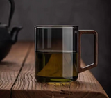 BrewLeaf 500ml Glass Tea Infuser Mug – Heat-Resistant Borosilicate Tea Cup | Wooden Handle & Lid | Reusable Tea Brewer