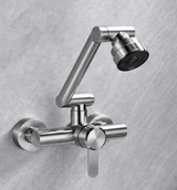 HydroFlex Pro Wall Mixer – 4-Mode Stainless Steel Kitchen Faucet | 360° Swivel Hot & Cold Tap