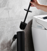 NoirEdge Wall-Mounted Toilet Brush Set – Matte Black Stainless Steel Cleaner Holder | Modern Hygienic Bathroom Accessory