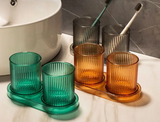 VivaLume Bathroom Tumbler Cup – Modern Anti-Tip Toothbrush Holder | Colourful Bathroom Accessory