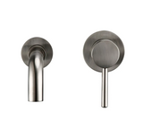 Velmor Wall Basin Mixer – Brushed Stainless Bathroom Faucet | Solid Brass Dual-Hole Sink Tap