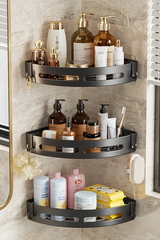 NoirVault Adhesive Shower Shelf Set – Drill-Free Bathroom Storage Organiser | Waterproof Wall Caddy System