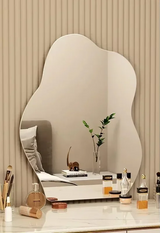 ElaraGlow Organic LED Vanity Mirror – Scandinavian Irregular Wall Mirror with Ambient Lighting for Bathroom & Living Spaces